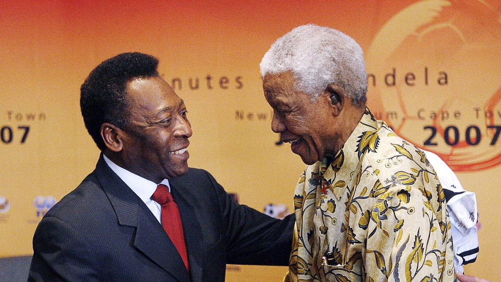 Pele and Nelson Mandela