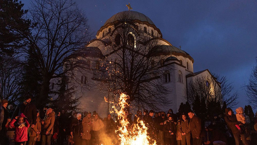 Believers burn dried oak branches