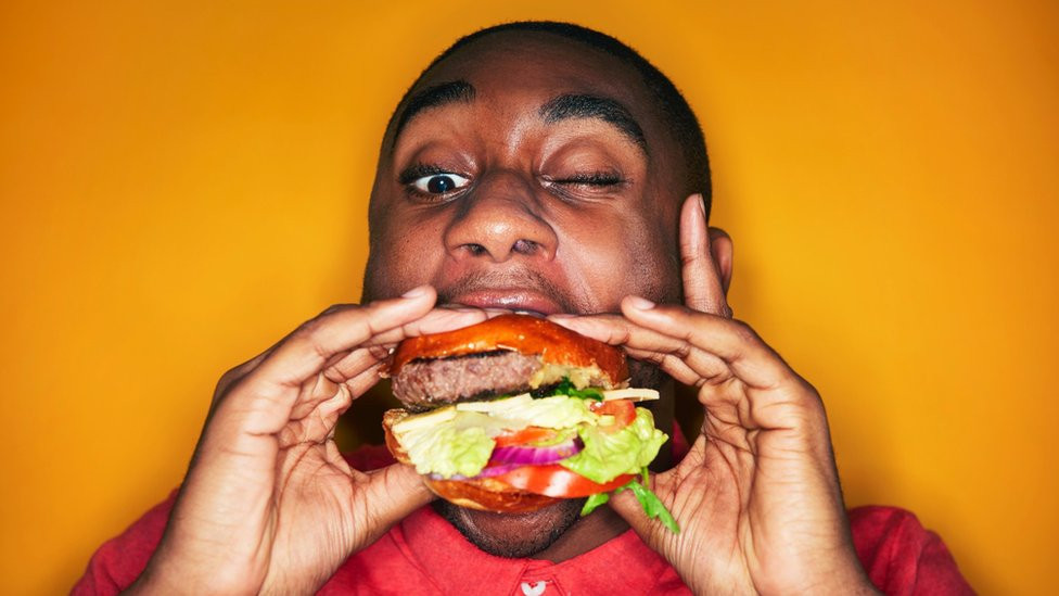 Man eating a burger