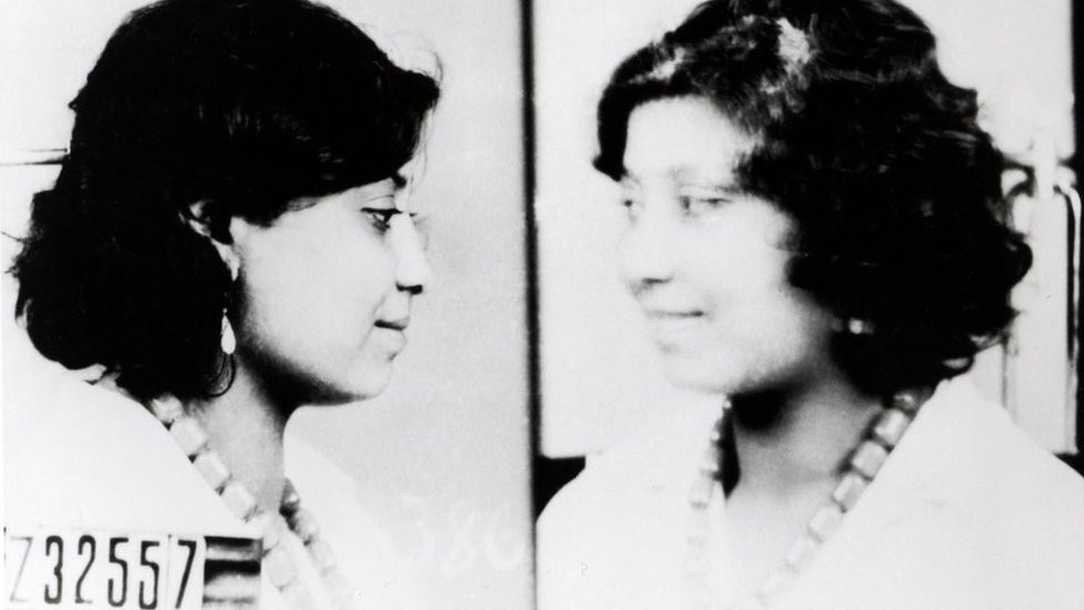 The prisoner identification photos of Antonina Donga, a gipsy (Sinti or Roma) woman prisoner, number 32557 at the German Nazi concentration camp at Auschwitz-Birkenau,