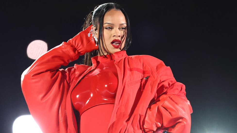 Rihanna performs at the Super Bowl half-time show