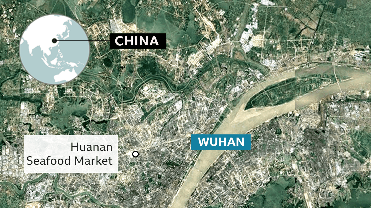 Map showing location of Wuhan Institute of Virology in Wuhan city