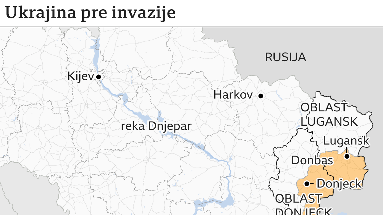 Mapa Ukrajine pre invazije