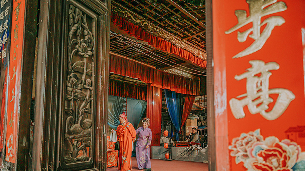 Behind the scenes during a performance by the Yunnan Opera, China