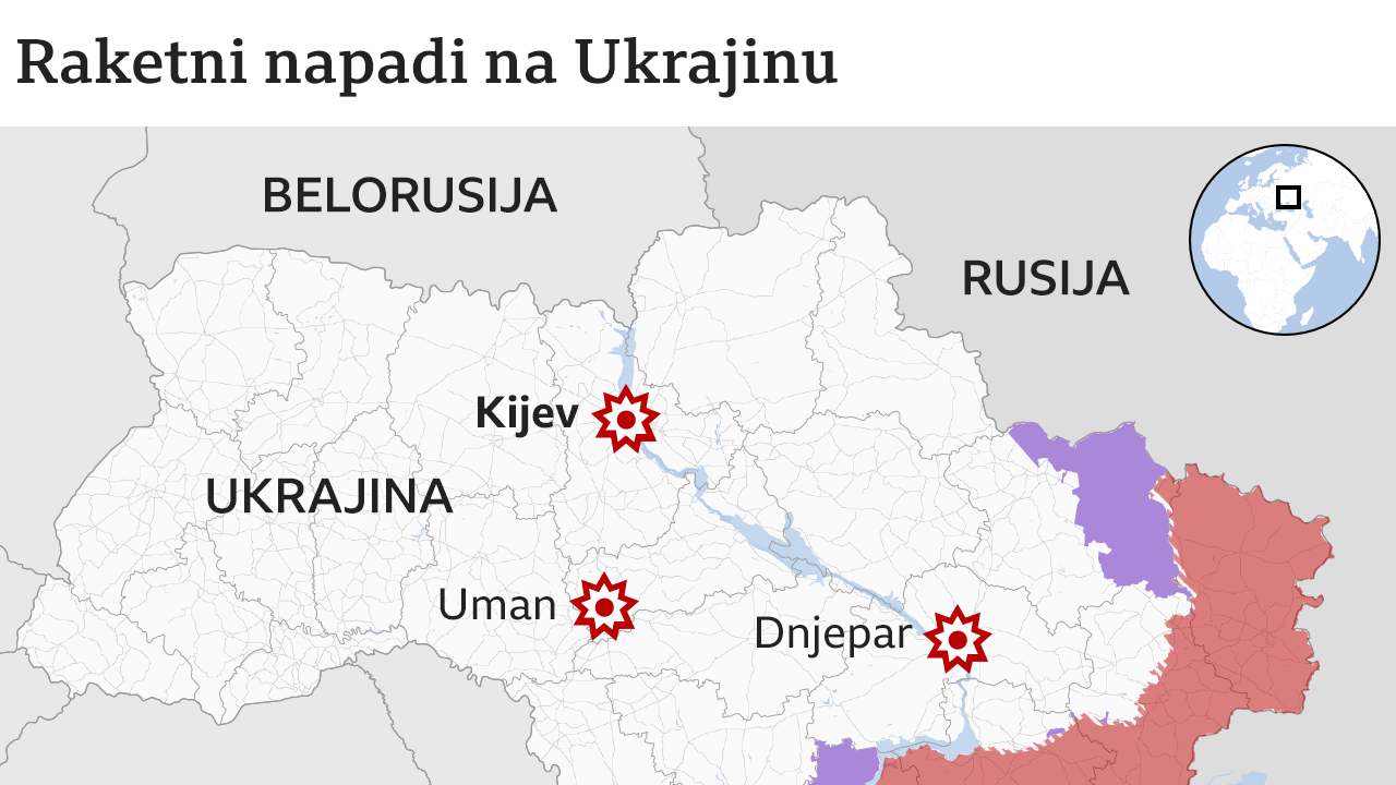raketni napadi na Ukrajinu
