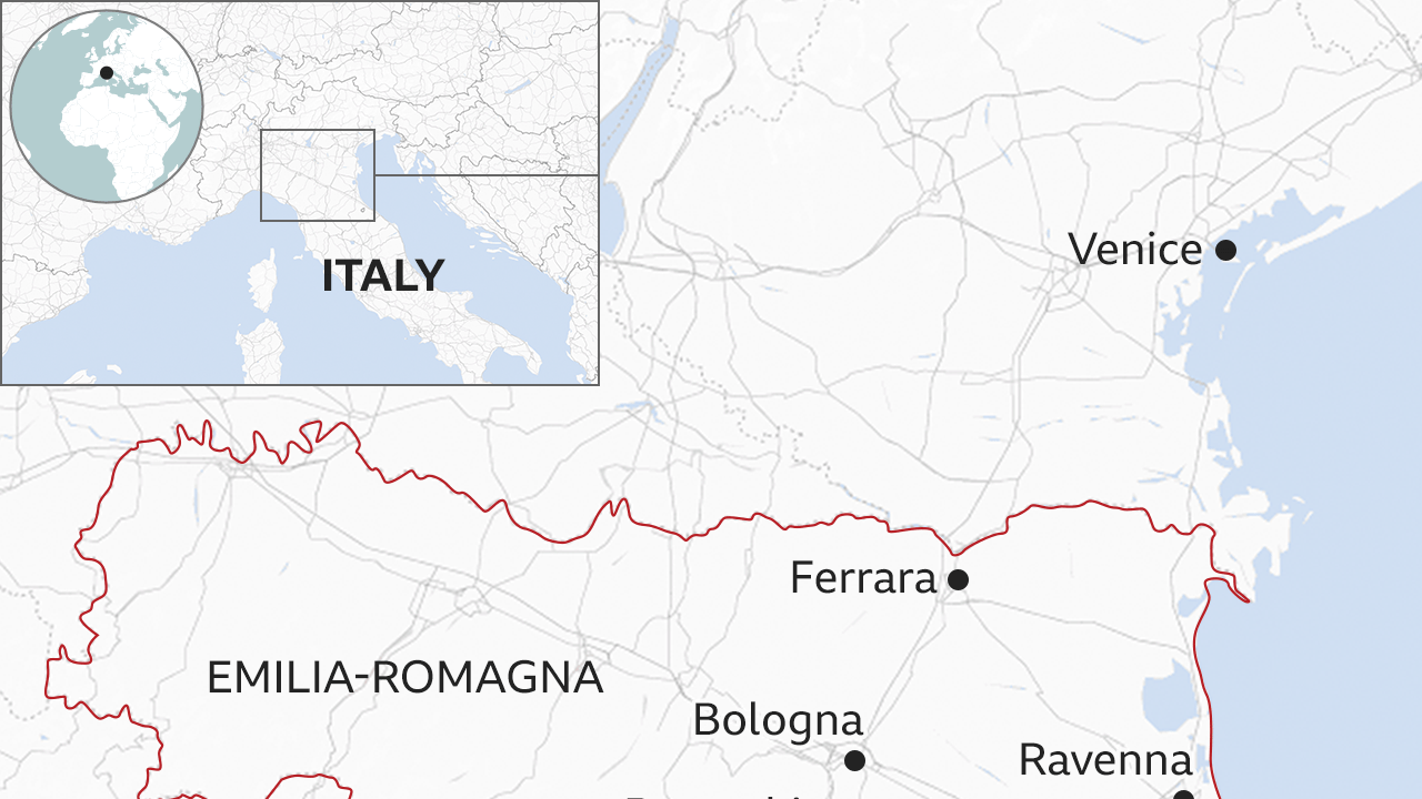 Map showing Emilia-Romagna region