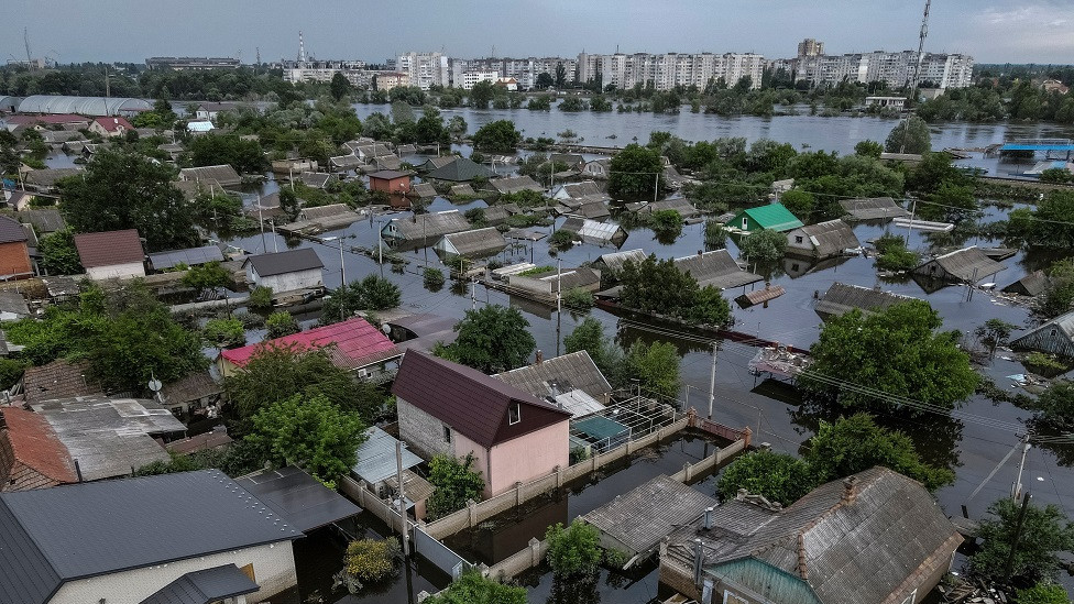 Pogled na Herson iz vazduha posle probijanja brane Kahovka