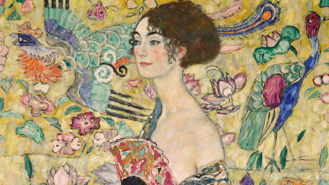Lady with a Fan portrait by Gustav Klimt