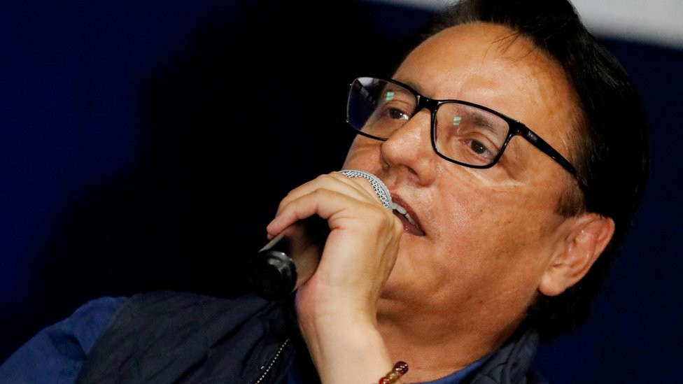 Kandidat na predsedničkim izborima u Ekvadoru Fernando Viljavisensio govori na stranačkom skupu u Kitou 9. avgusta 2023.