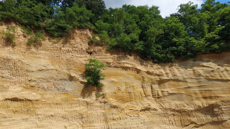 Slojevi šljunka u slovačkom mestu Njemčinjani koje je paleoreka Hron, pritoka Panonskog jezera, nataložila sa Zapadnih Karpata.