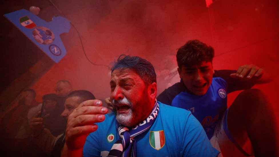 Napoli fans celebrate winning the Serie A - Naples, Italy - May 4, 2023