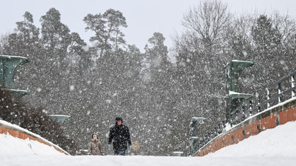 Heavy snowfall in Stockholm, Sweden