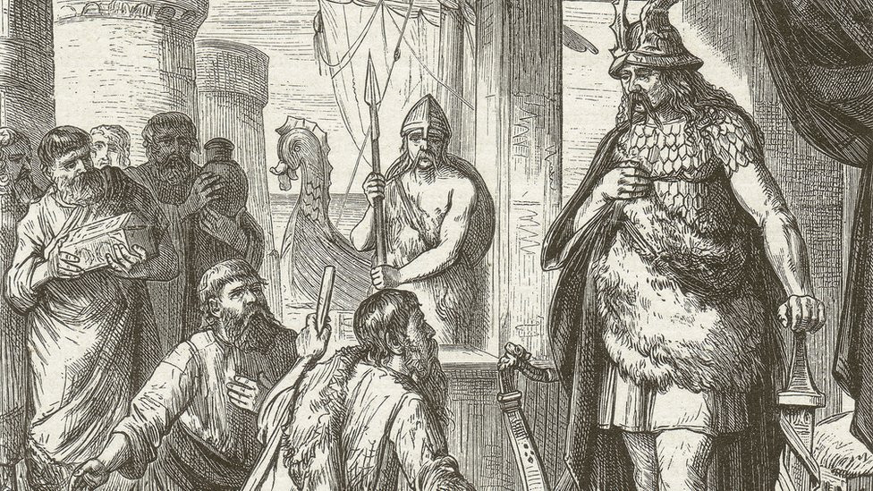 An engraving of Prince Rurik in 862