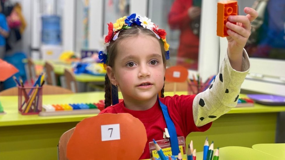 Nika Bondarenko in her kindergarten class