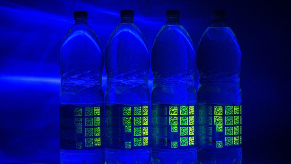 Bottles with Polytag's UV tags