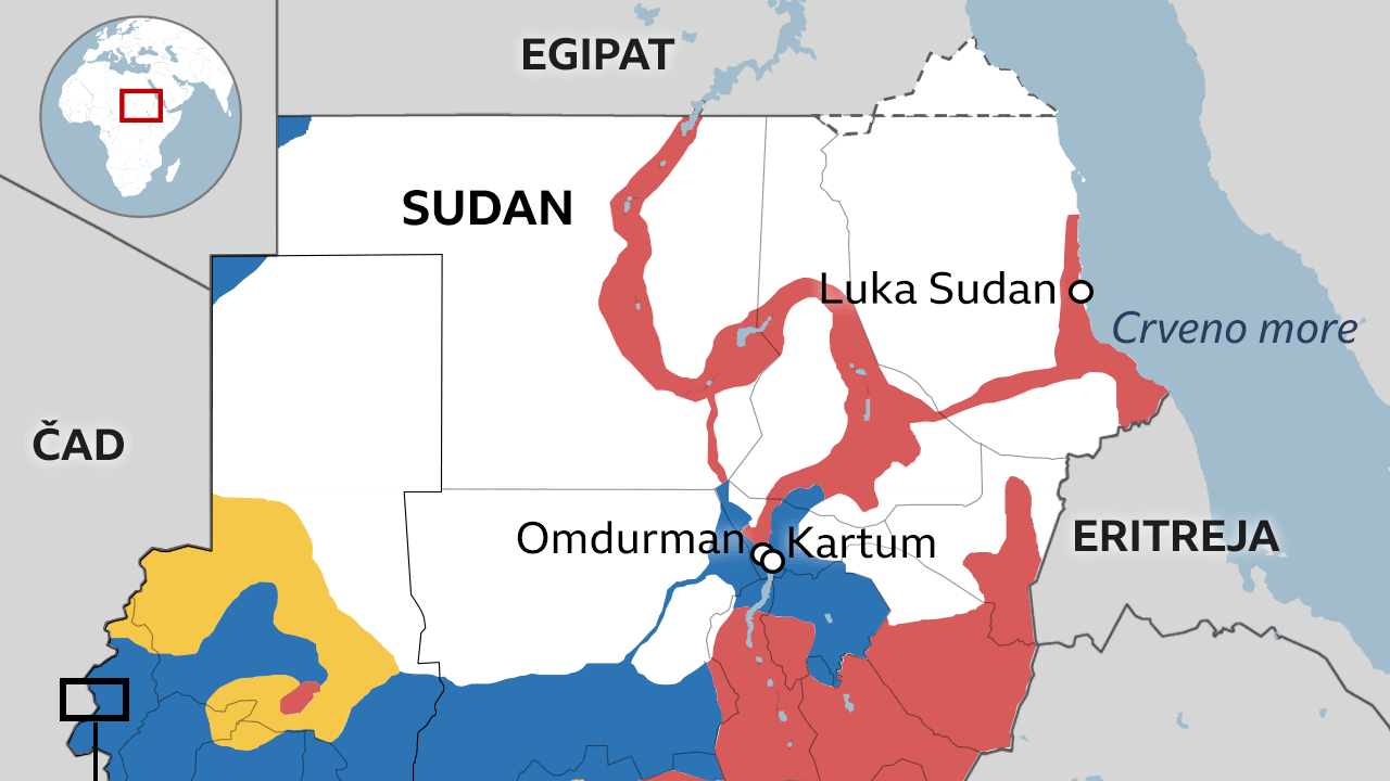 Sudan, mapa, rat