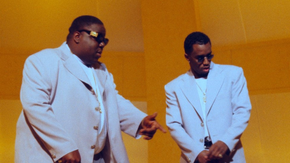 The Notorious B.I.G. and Puff Daddy (as he was then known) on the set of the Hypnotize music video in 1997