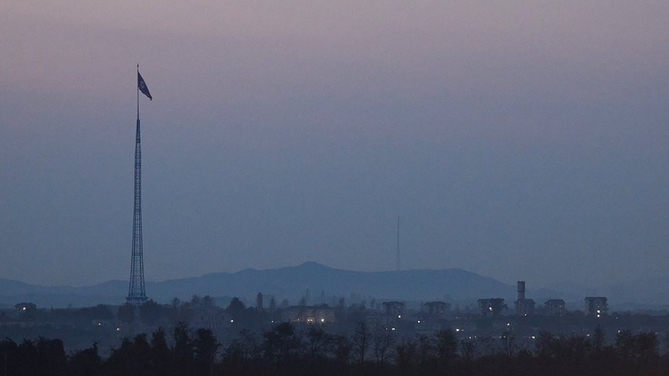 View of the North Korean village at night