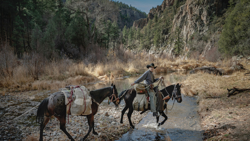 Joe Saenz, a wilderness outfitter guide, environmental activist and educator from the Chiracahua Apache Nation, leads a horseback pack trip through the Gila Wilderness of New Mexico.