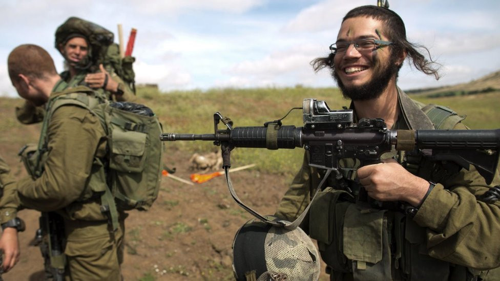 Israeli soldiers of the Ultra-Orthodox battalion "Netzah Yehuda" take part in their annual unit training in the Israeli annexed Golan Heights