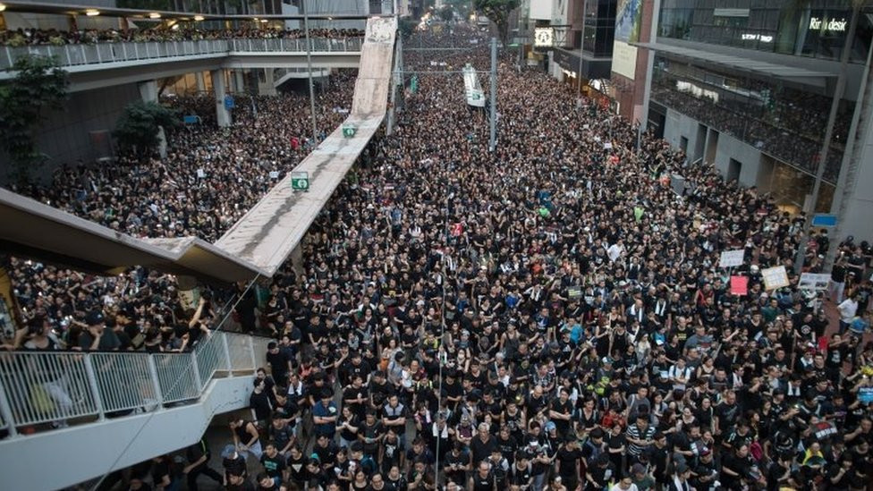 Protesters in Causeway Bay in 2019