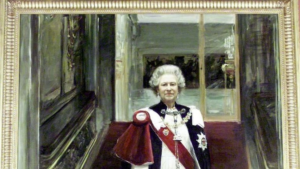 This portrait of Queen Elizabeth II by Sergei Pavlenko was unveiled at Drapers' Hall in 2000