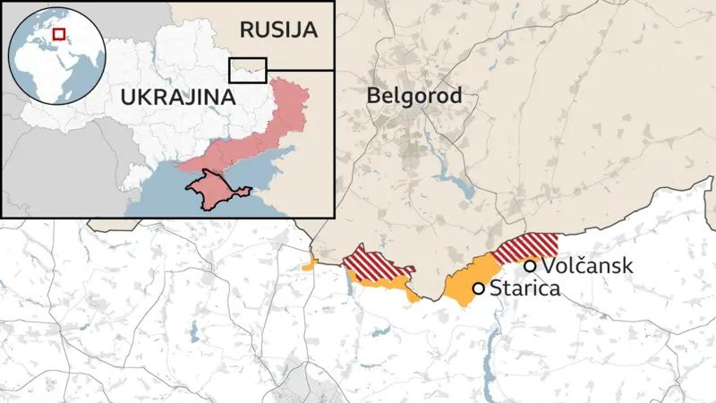 Mapa ruske ofanzive na harkovsku oblast u Ukrajini