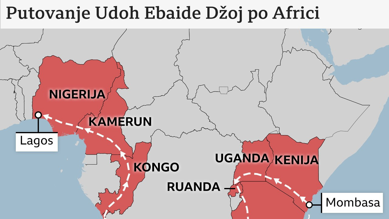 mapa putovanja Udoh Ebaide Džoj