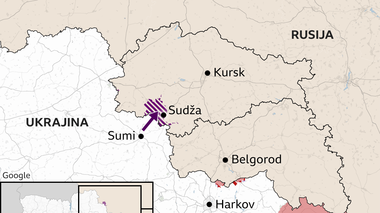 Mapa napredovanja ukrajinskih snaga u Rusiji