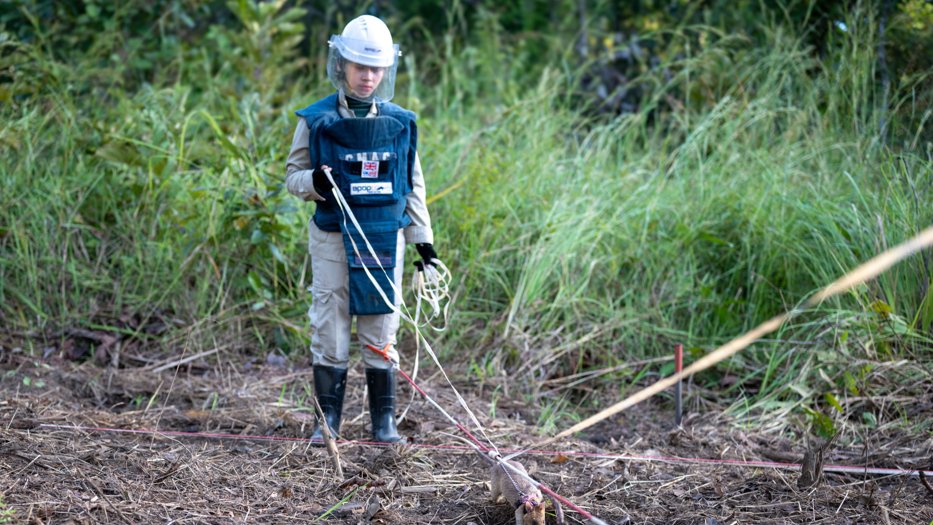 Ronin pacov traži mine na polju.