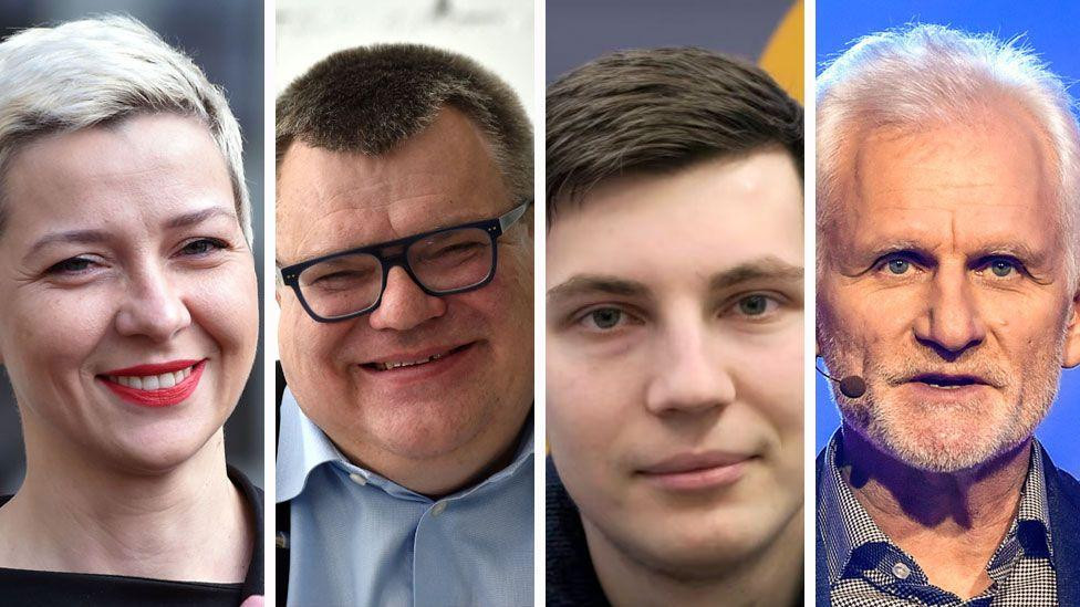 (Sleva nadesno) Istaknuti disidenti Marija Kolesnikova, Viktor Babariko, Igor Losik i Ales Bialiacki su svi ostali iza rešetaka u Belorusiji