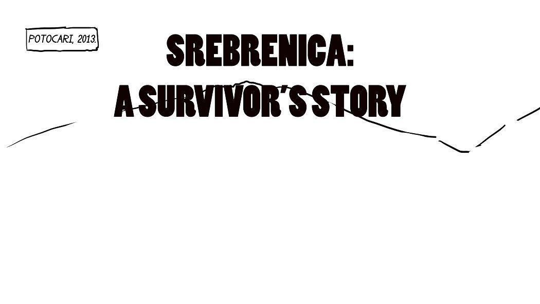 Prva stranica stripa prikazuje današnji Memorijalni centar 'Srebrenica' u Potočarima