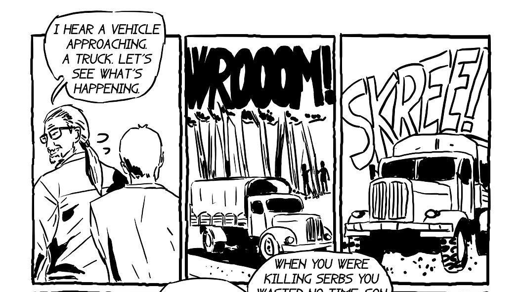 Brojne strahote rata su prikazane u stripu, poput maltretiranja zarobljenika i njihovog snimanja