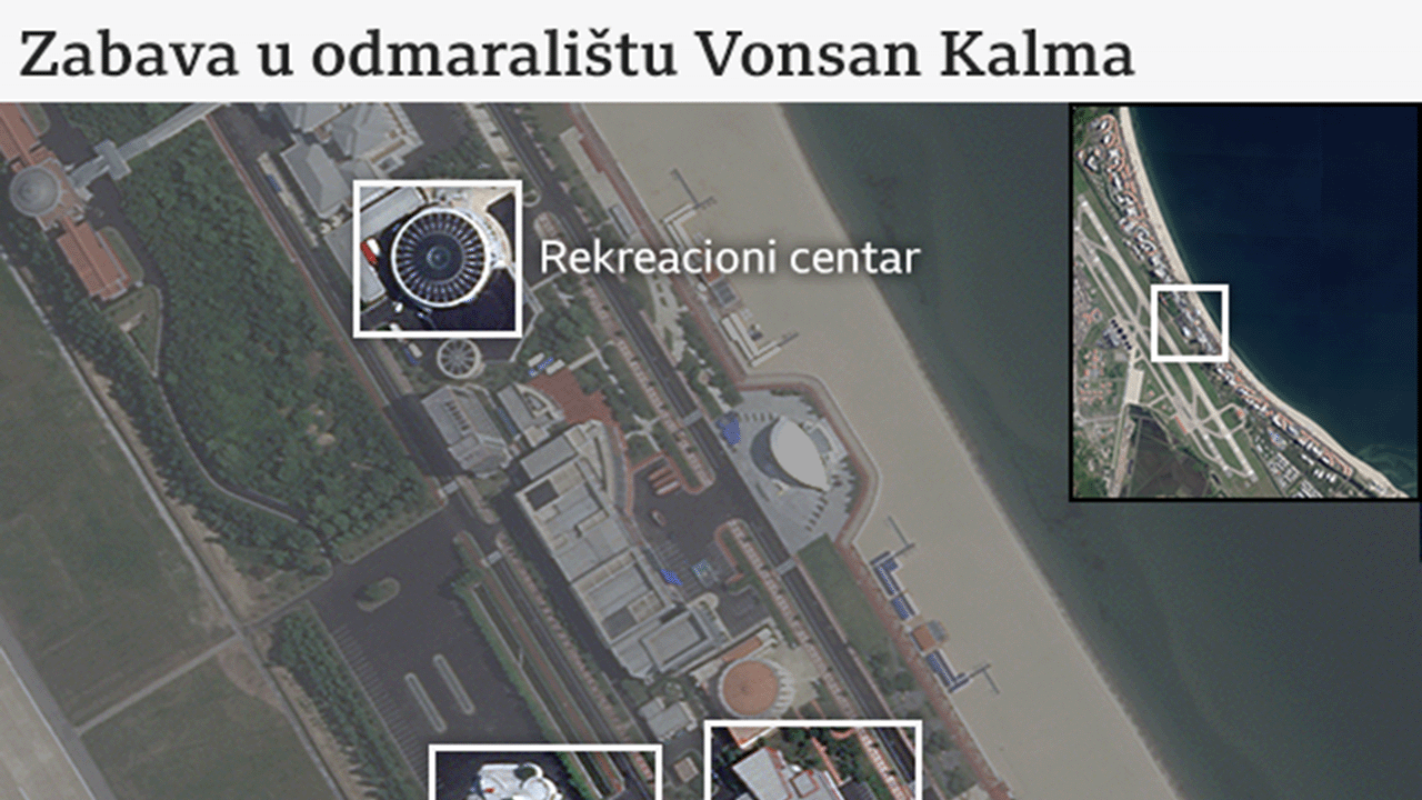 satelitski snimak odmarališta na kome se vidi pozorište, bioskop i rekreacioni centar 