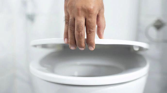 Ruka koja otvara dasku na wc šolji