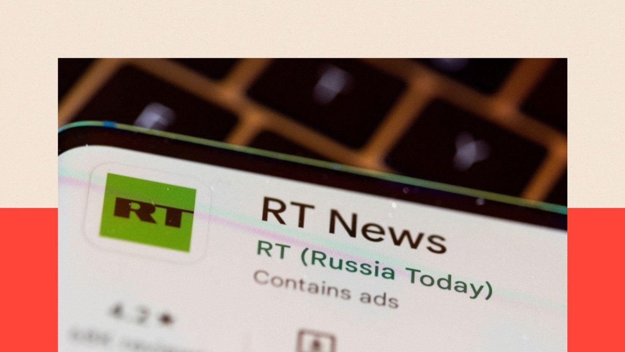 RT News app is seen on a smartphone 