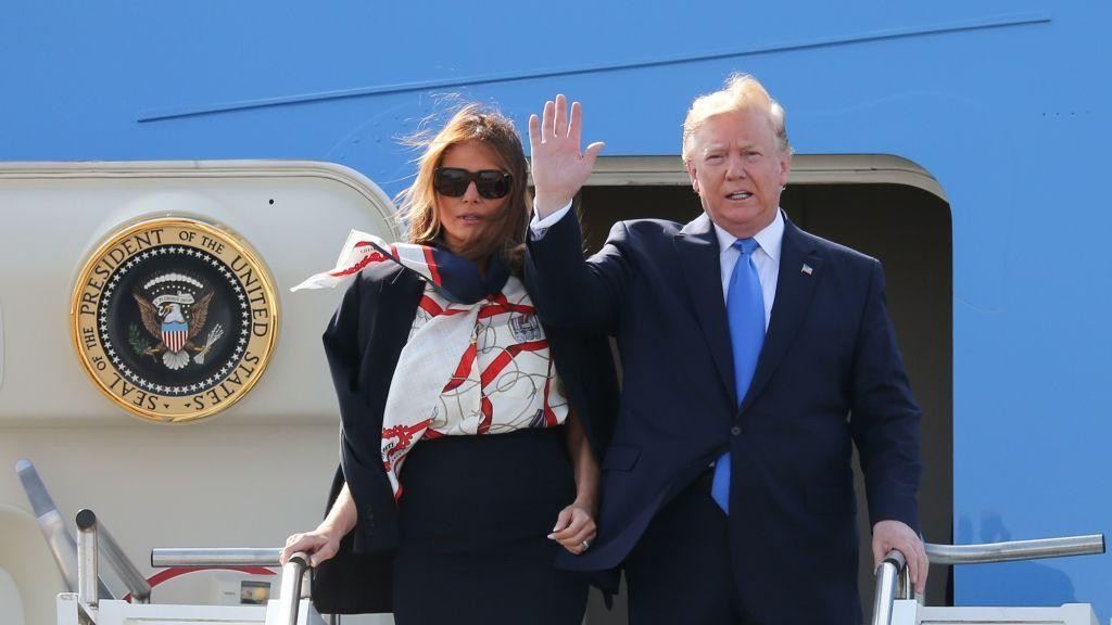 Melanija i Donald Tramp stižu u posetu Britaniji 3. juna 2019. tokom prvog Trampovog predsedničkog mandata