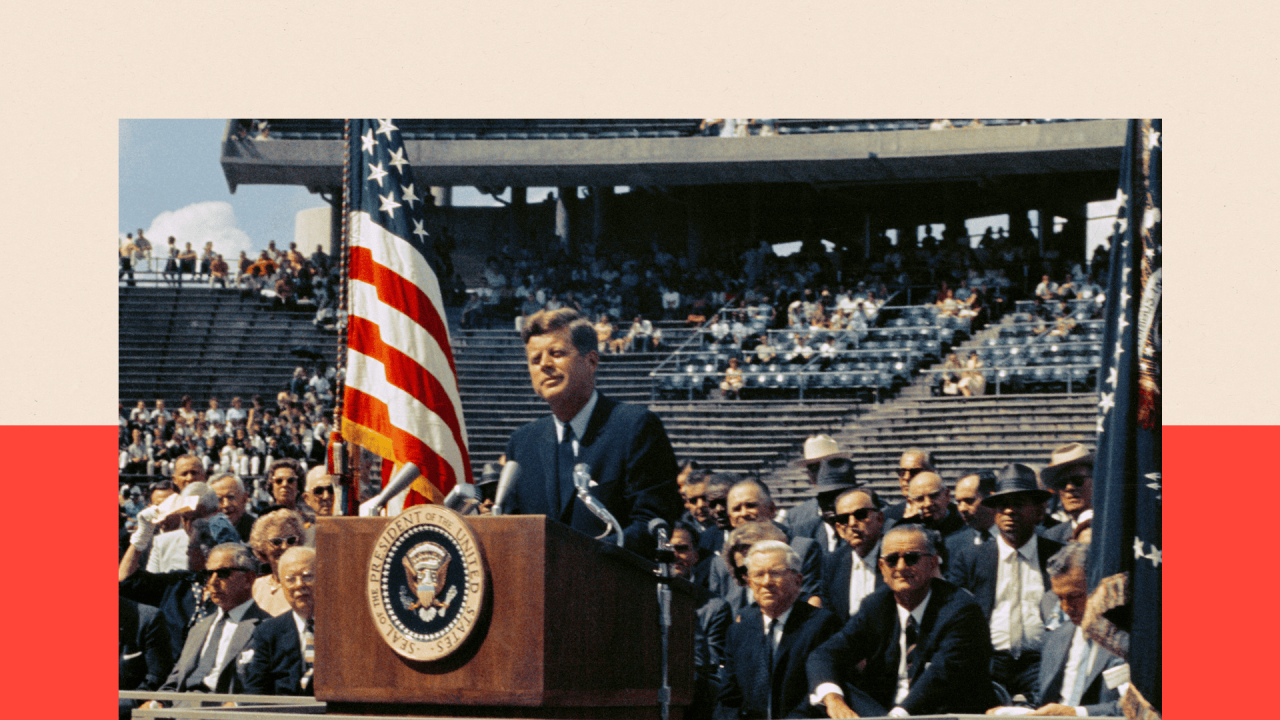 President Kennedy makes his 'We choose to go to the Moon' speech, Rice University, 1962 