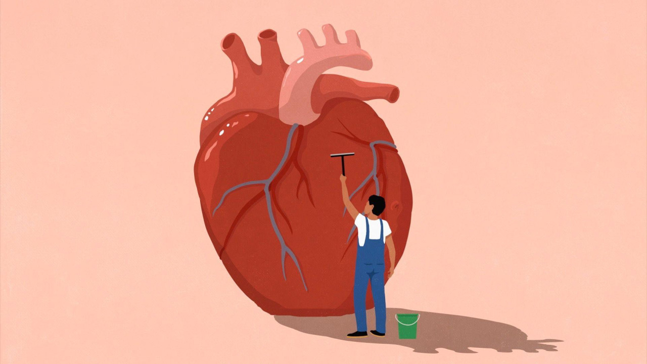 Ilustracija muškarca ispred srca