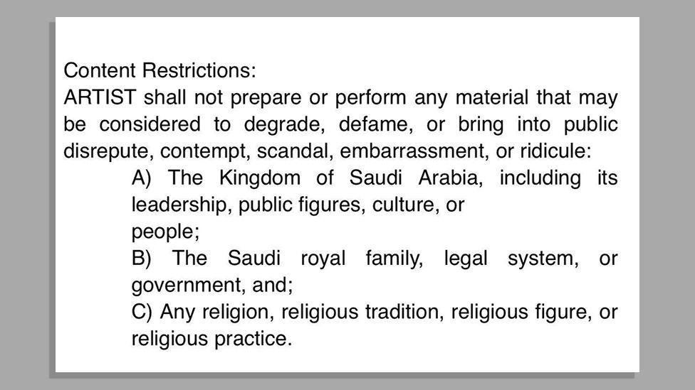 Navodne zabrane predočene komičarima koji nastupaju u Rijadu