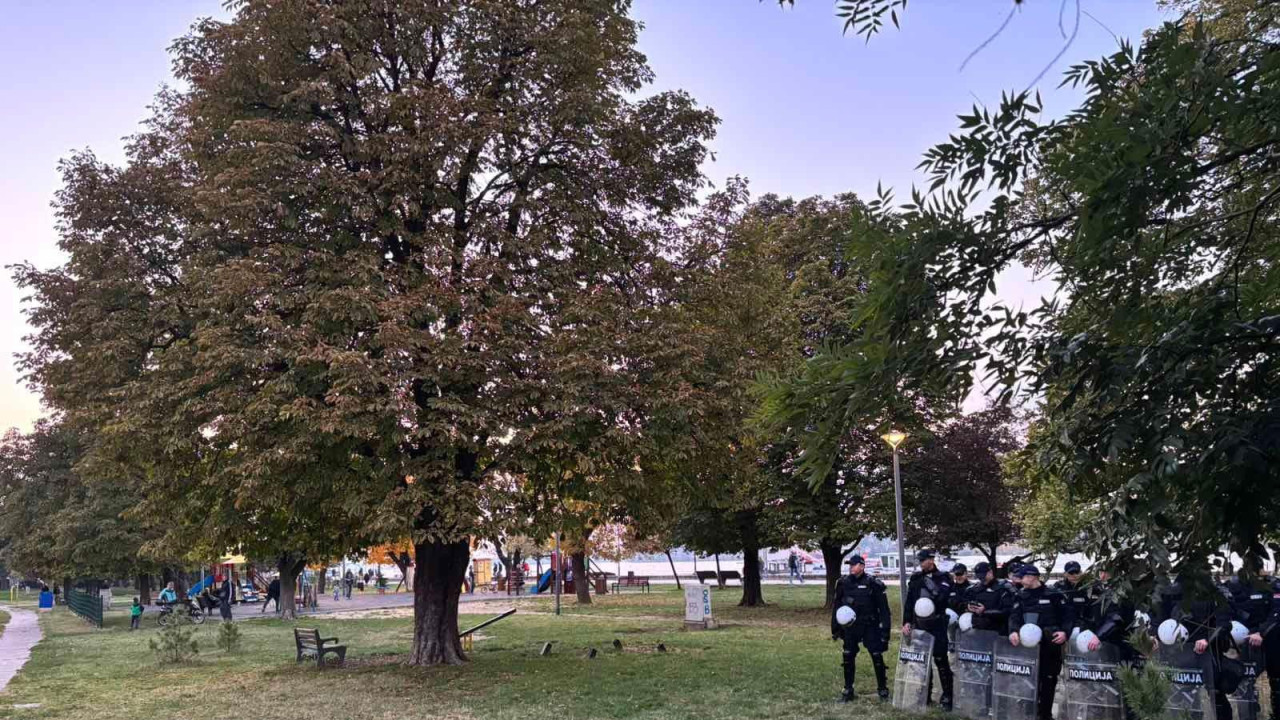 Policija u parku pred početak protesta