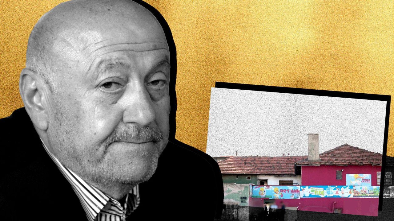 
                    Treated composite image including a headshot of a man wearing a shirt and smart jacket. He has a greying moustache, short facial hair and is bald. In the background there