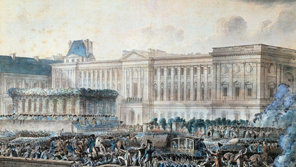 slika Francuske revolucije i luvra u pozadini