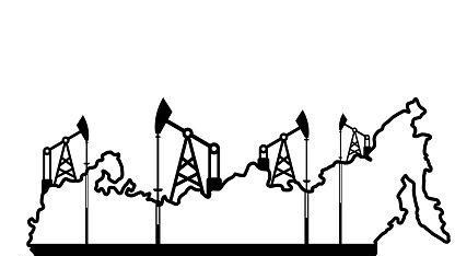 Ilustracija mape Rusije, kojom se ukazuje na skladišta nafte popunjena do pola