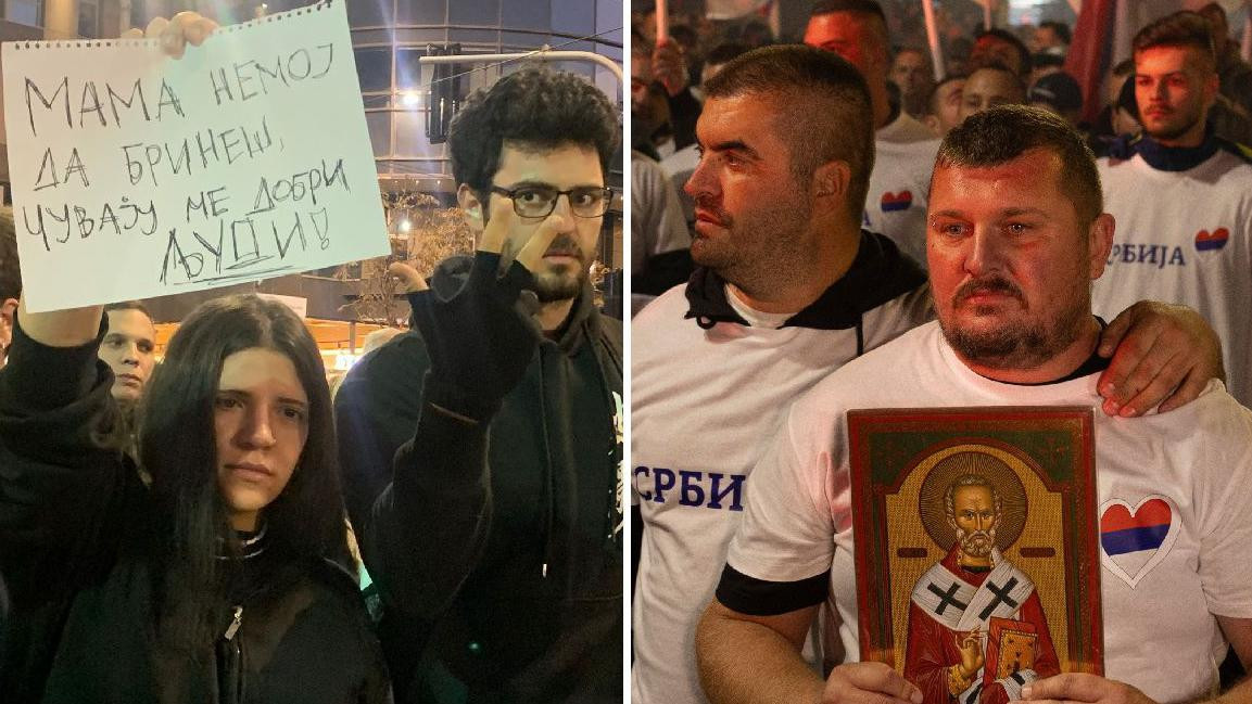 Protivnici i pristalice Srpske napredne stranke na skupovima u Beogradu   