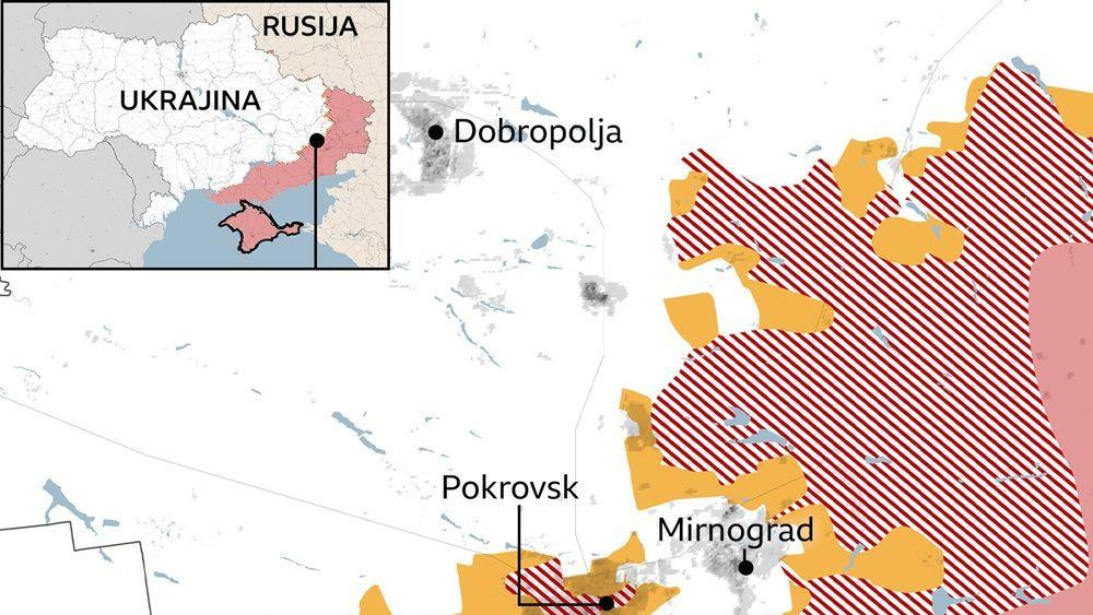 pokrovsk, mapa pokrovska, l.inija fronta oko pokrovska