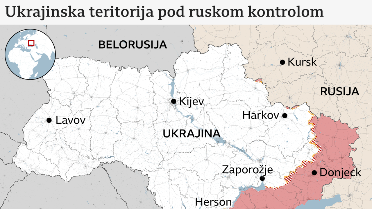 mapa ukrajine u ratu, šta je sve rusija osvojila u ukrajini