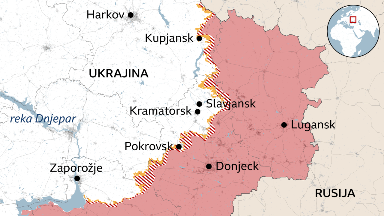 ukrajina, jugoistočni front u mapama