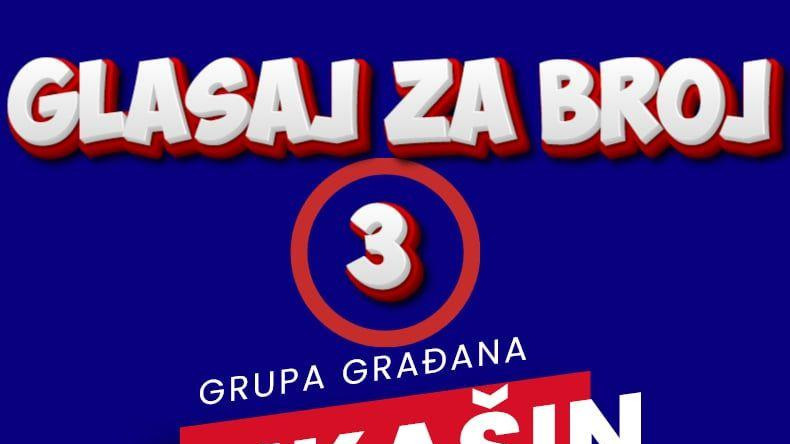 Glasaj za broj tri, grupa građana Vukašin Baćina za bolju opštinu Sečanj za promenu - poruka ispisana na plavom papiru