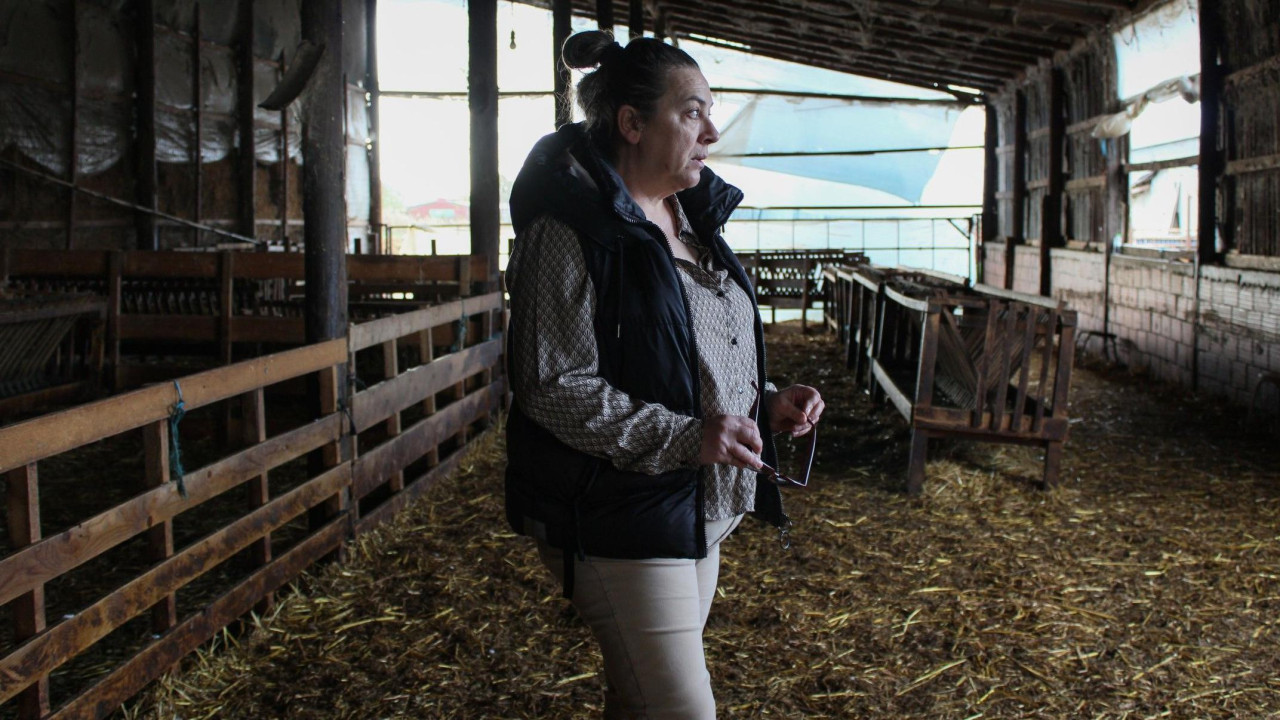 žena u praznoj štali, žena stoji u praznom toru za životinje